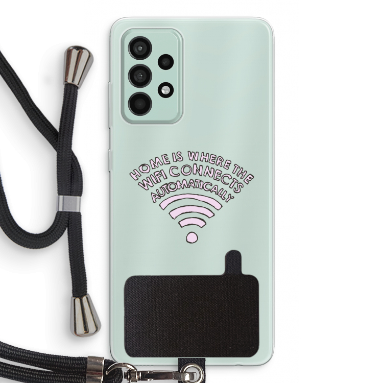 Home Is Where The Wifi Is: Samsung Galaxy A52s 5G Transparant Hoesje met koord