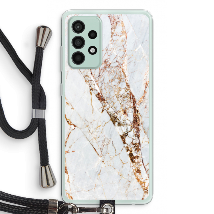 Goud marmer: Samsung Galaxy A52s 5G Transparant Hoesje met koord