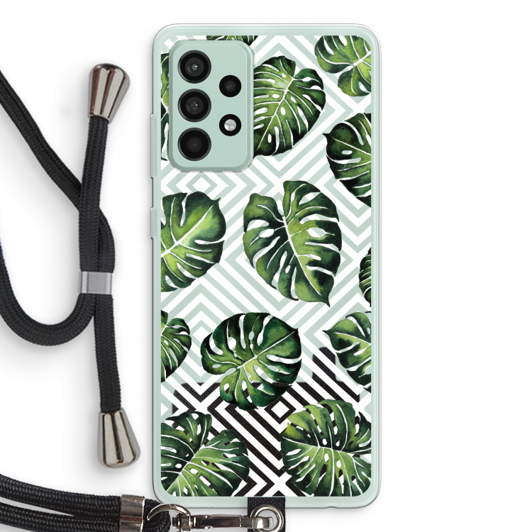 Geometrische jungle: Samsung Galaxy A52s 5G Transparant Hoesje met koord