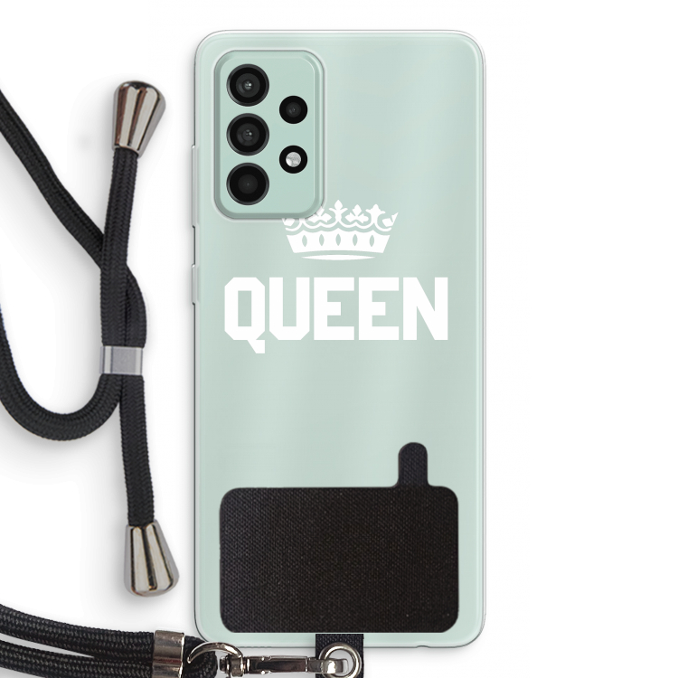 Queen zwart: Samsung Galaxy A52s 5G Transparant Hoesje met koord
