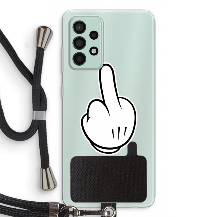 Middle finger white: Samsung Galaxy A52s 5G Transparant Hoesje met koord