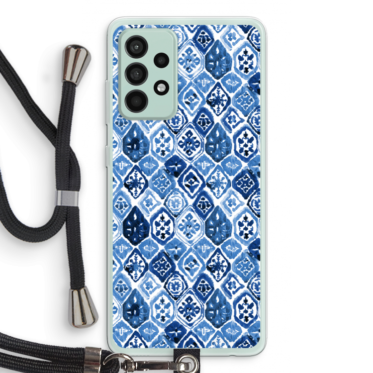 Blauw motief: Samsung Galaxy A52s 5G Transparant Hoesje met koord