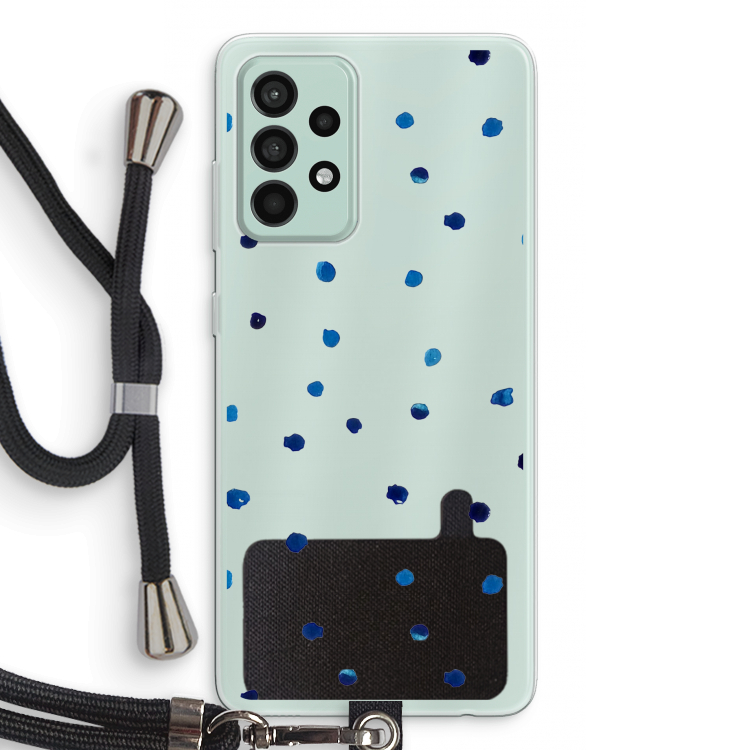 Blauwe stippen: Samsung Galaxy A52s 5G Transparant Hoesje met koord