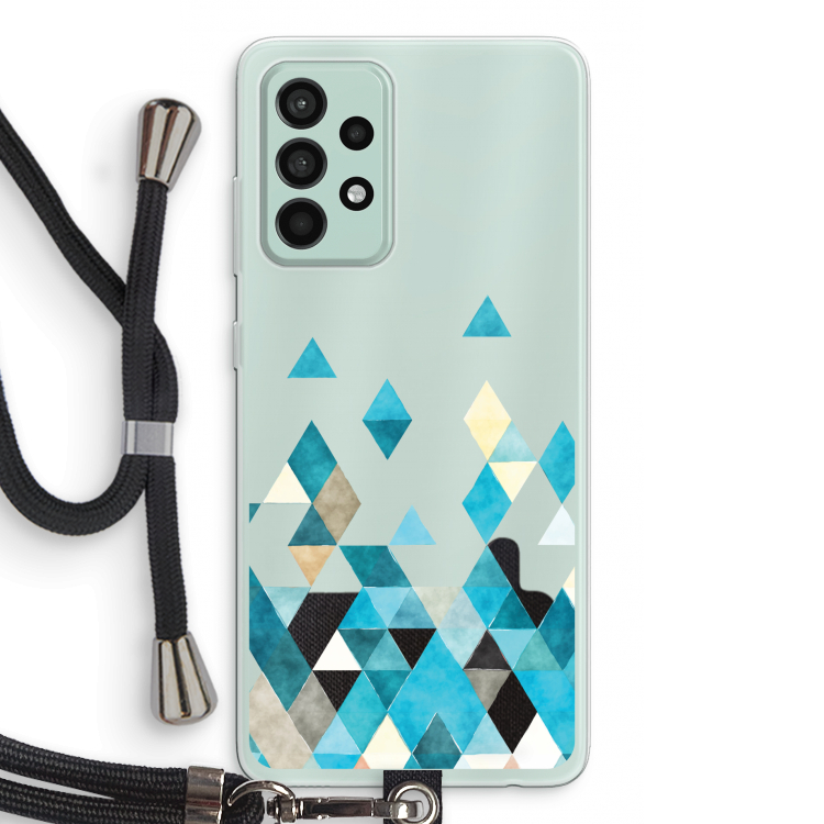 Gekleurde driehoekjes blauw: Samsung Galaxy A52s 5G Transparant Hoesje met koord
