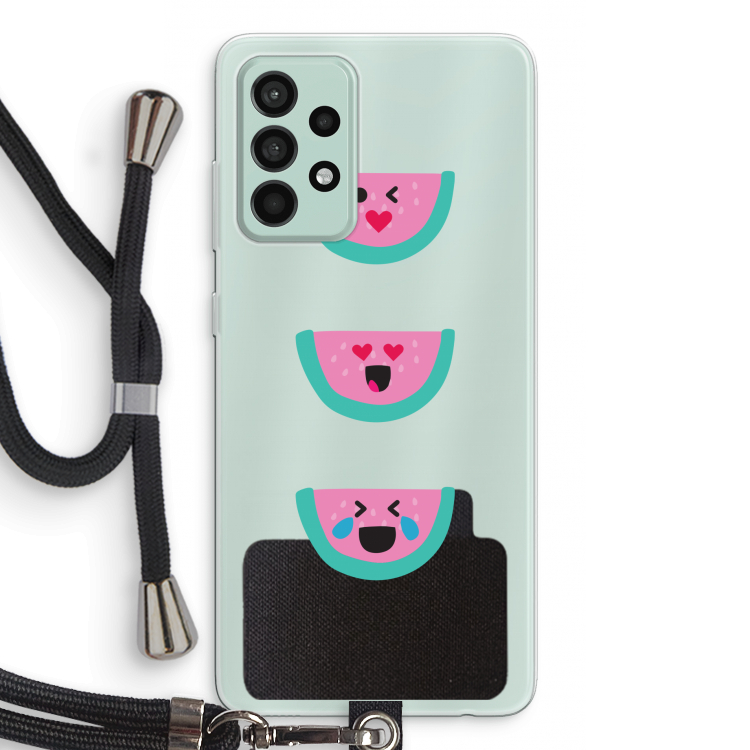 Smiley watermeloen: Samsung Galaxy A52s 5G Transparant Hoesje met koord