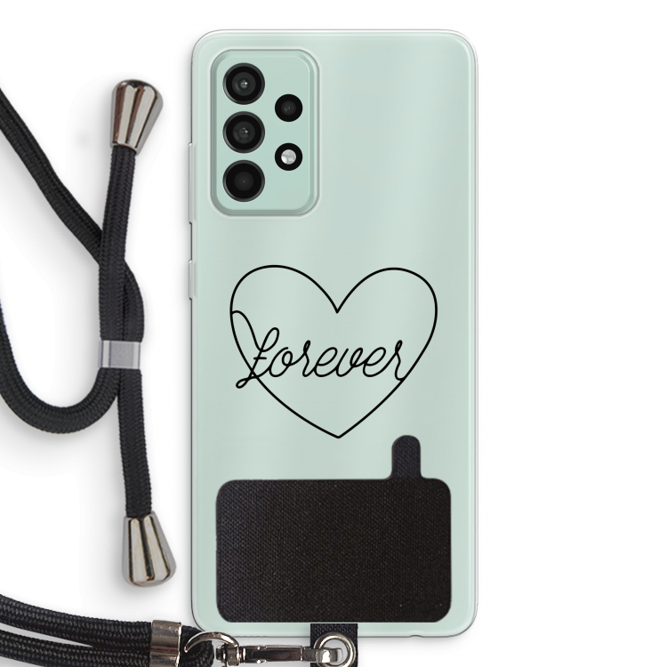 Forever heart black: Samsung Galaxy A52s 5G Transparant Hoesje met koord