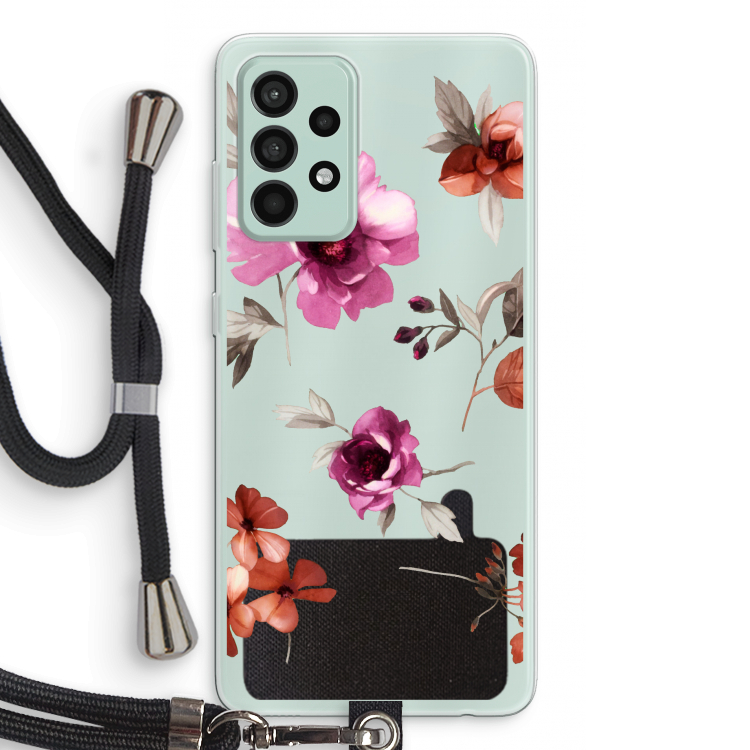 Geschilderde bloemen: Samsung Galaxy A52s 5G Transparant Hoesje met koord