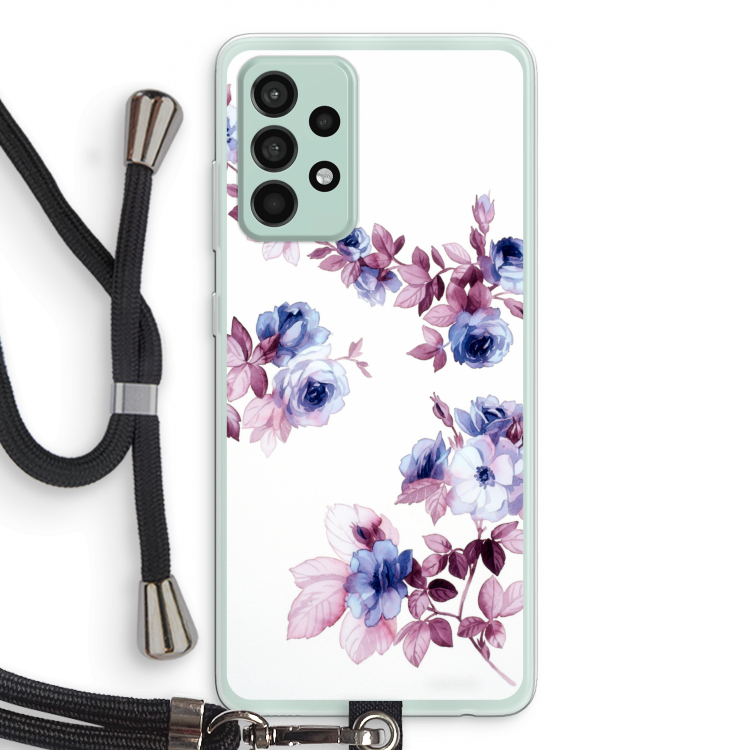 Waterverf bloemen: Samsung Galaxy A52s 5G Transparant Hoesje met koord