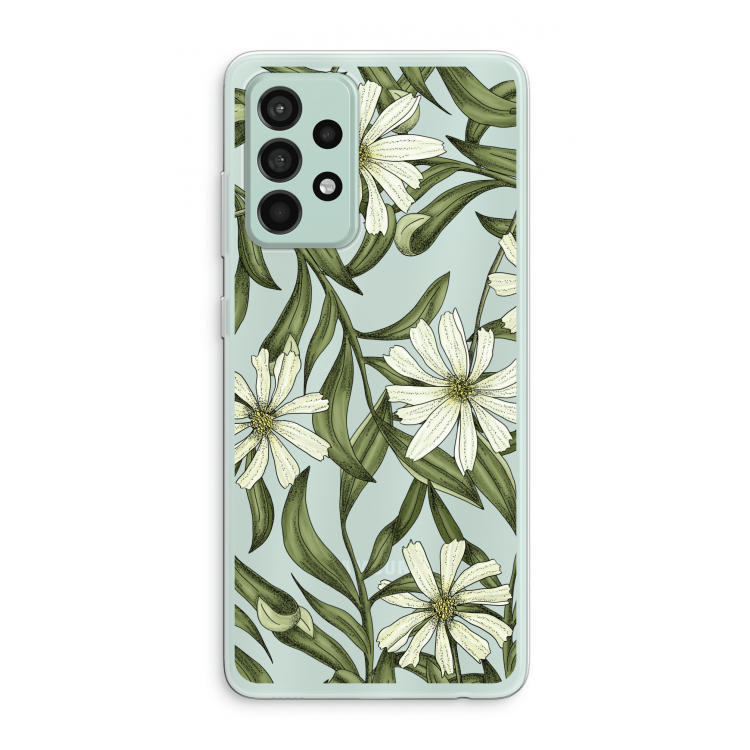 Wit bloemenpatroon: Samsung Galaxy A52s 5G Transparant Hoesje