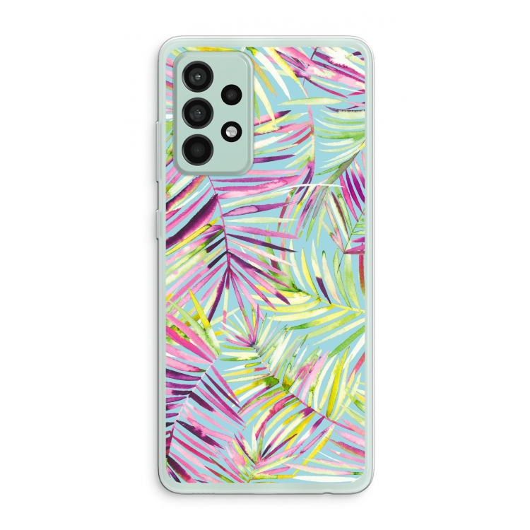 Tropical Palms Blue: Samsung Galaxy A52s 5G Transparant Hoesje