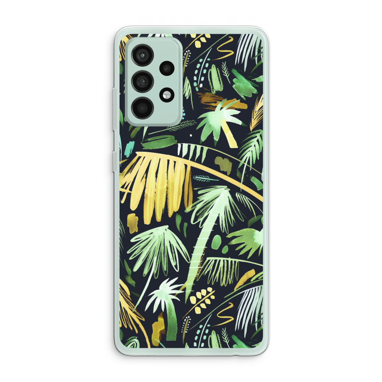 Tropical Palms Dark: Samsung Galaxy A52s 5G Transparant Hoesje