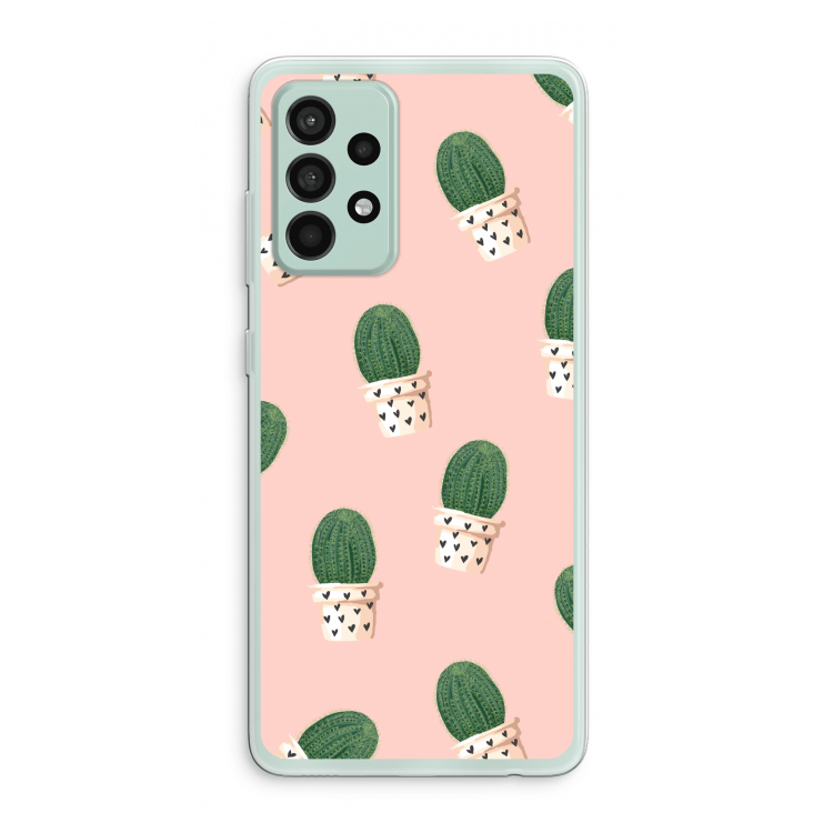 Cactusprint roze: Samsung Galaxy A52s 5G Transparant Hoesje