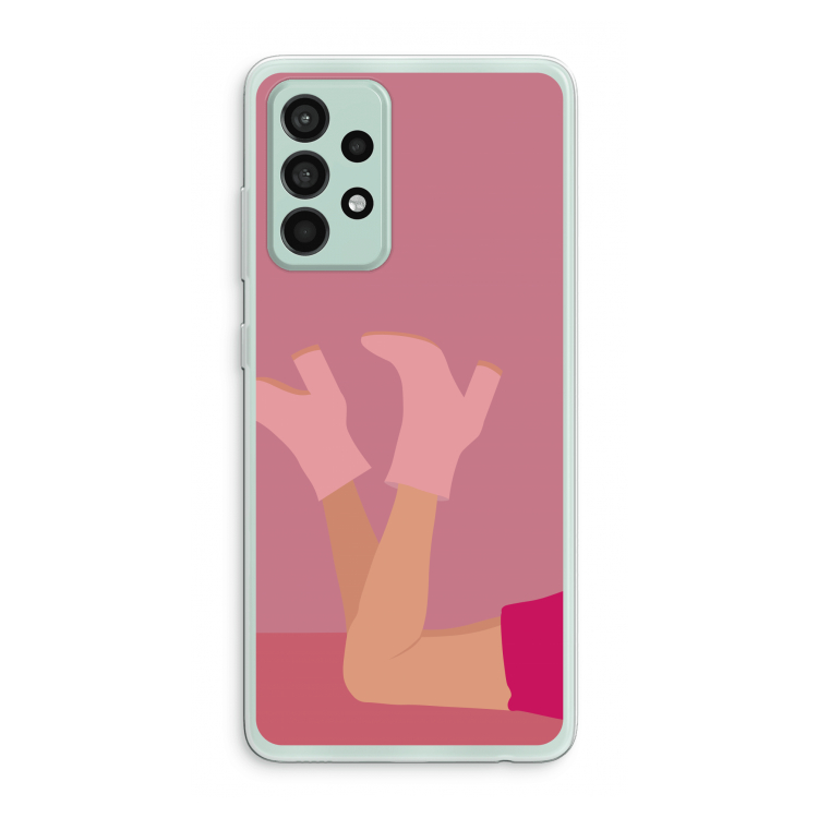 Pink boots: Samsung Galaxy A52s 5G Transparant Hoesje