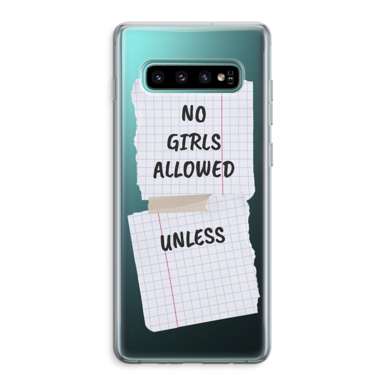 No Girls Allowed Unless: Samsung Galaxy S10 Plus Transparant Hoesje