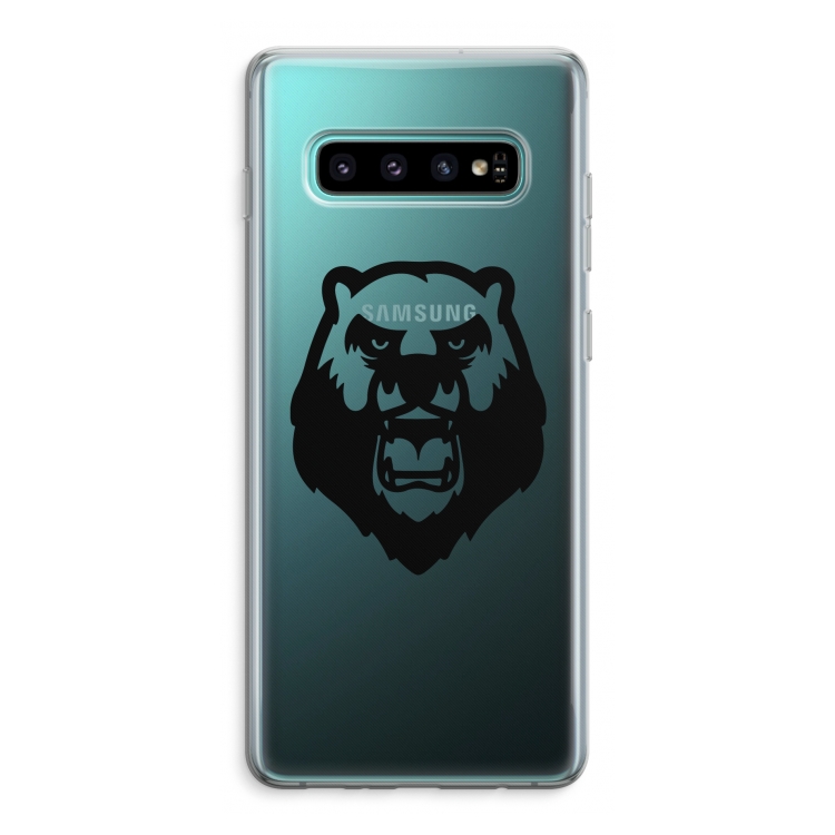 Angry Bear (black): Samsung Galaxy S10 Plus Transparant Hoesje