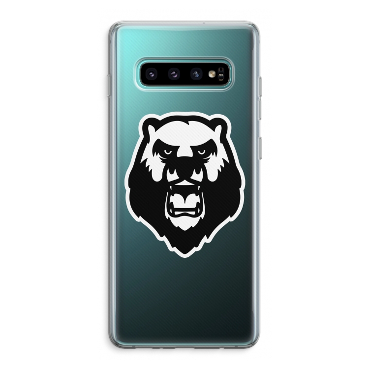 Angry Bear (white): Samsung Galaxy S10 Plus Transparant Hoesje