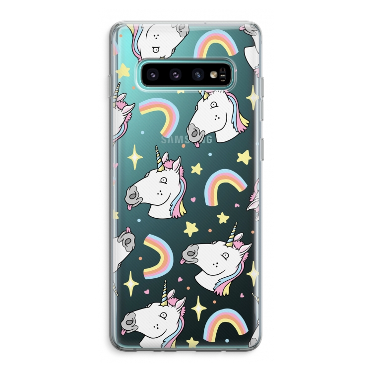 Rainbow Unicorn: Samsung Galaxy S10 Plus Transparant Hoesje