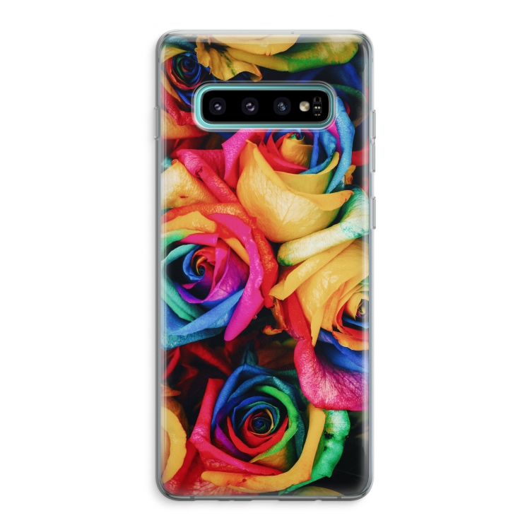 Neon bloemen: Samsung Galaxy S10 Plus Transparant Hoesje