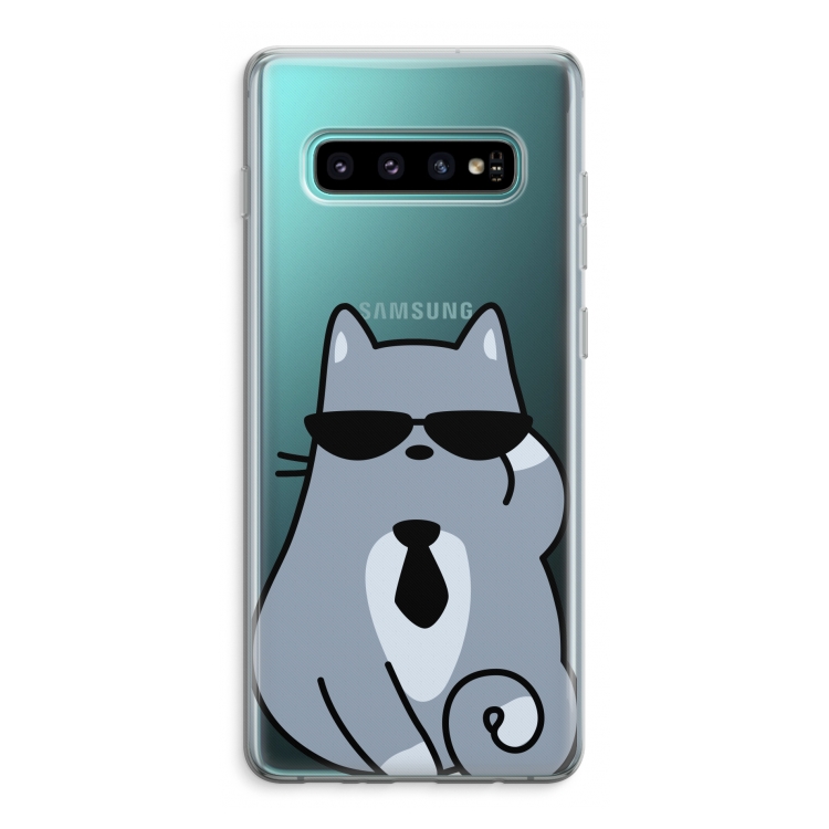Cool cat: Samsung Galaxy S10 Plus Transparant Hoesje