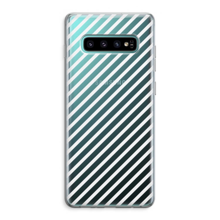 Strepen zwart-wit: Samsung Galaxy S10 Plus Transparant Hoesje