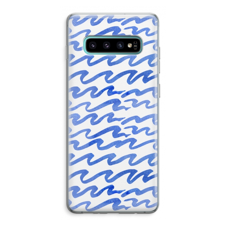 Blauwe golven: Samsung Galaxy S10 Plus Transparant Hoesje