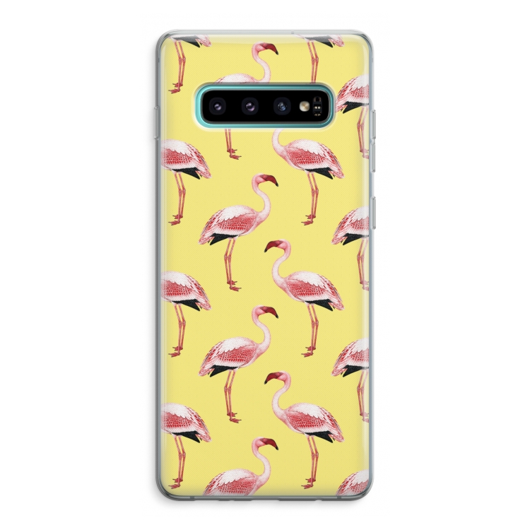 Flamingo's geel: Samsung Galaxy S10 Plus Transparant Hoesje