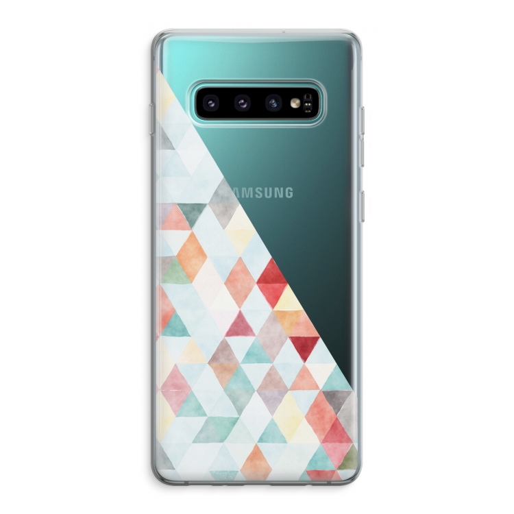 Gekleurde driehoekjes pastel: Samsung Galaxy S10 Plus Transparant Hoesje