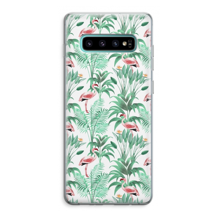 Flamingo bladeren: Samsung Galaxy S10 Plus Transparant Hoesje