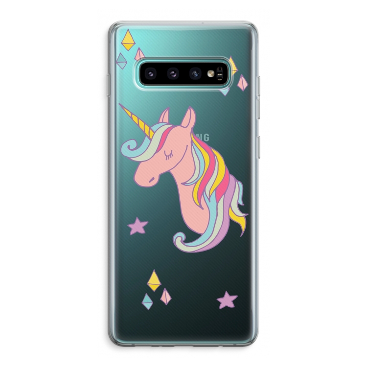 Roze eenhoorn: Samsung Galaxy S10 Plus Transparant Hoesje