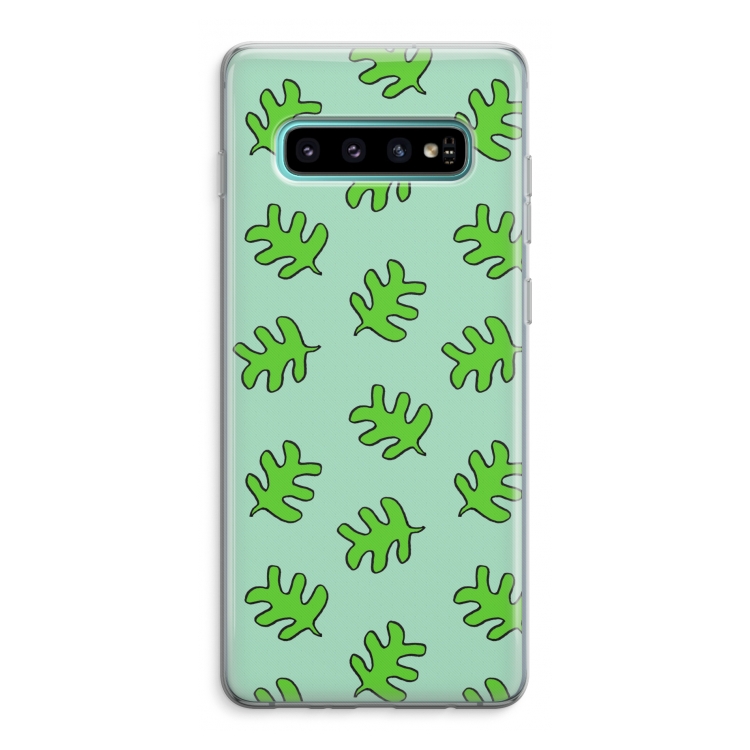 Groene blaadjes: Samsung Galaxy S10 Plus Transparant Hoesje