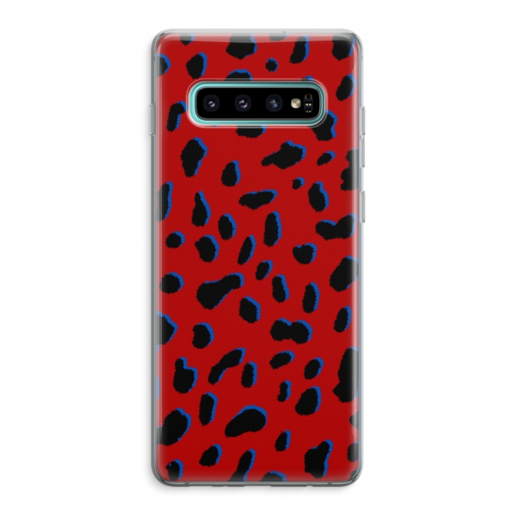 Red Leopard: Samsung Galaxy S10 Plus Transparant Hoesje