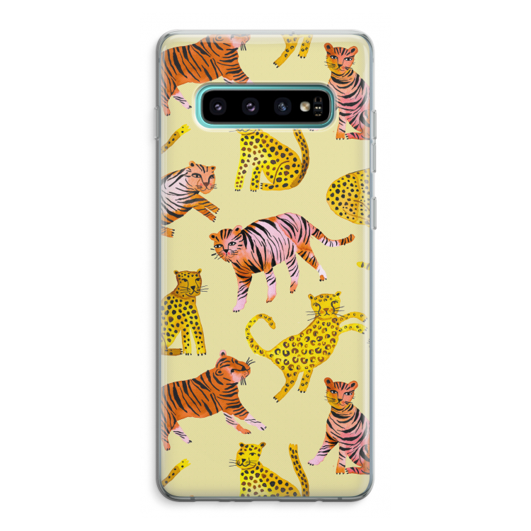 Cute Tigers and Leopards: Samsung Galaxy S10 Plus Transparant Hoesje