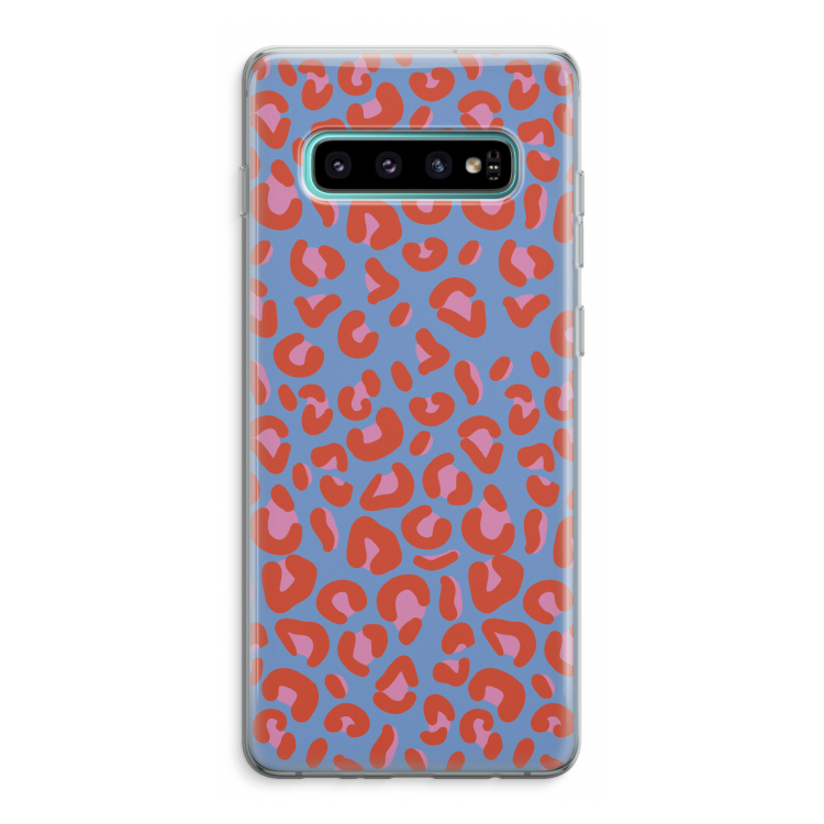 Leopard blue: Samsung Galaxy S10 Plus Transparant Hoesje