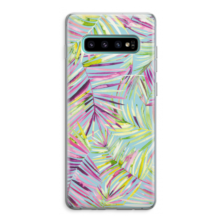 Tropical Palms Blue: Samsung Galaxy S10 Plus Transparant Hoesje