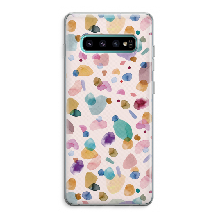 Terrazzo Memphis Pink: Samsung Galaxy S10 Plus Transparant Hoesje