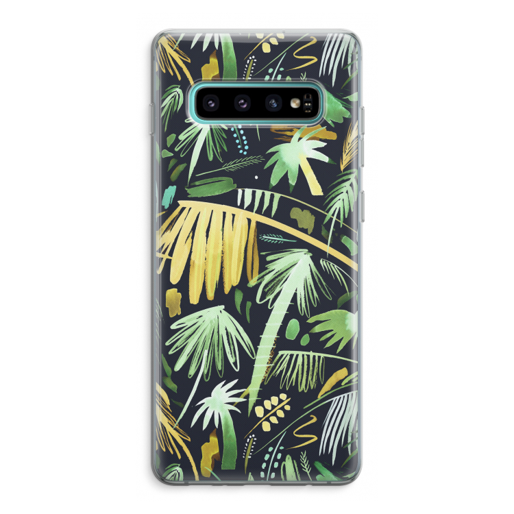 Tropical Palms Dark: Samsung Galaxy S10 Plus Transparant Hoesje