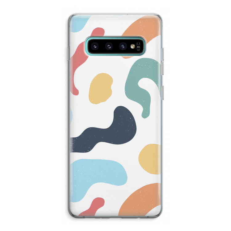 Memphis Shapes Blue: Samsung Galaxy S10 Plus Transparant Hoesje