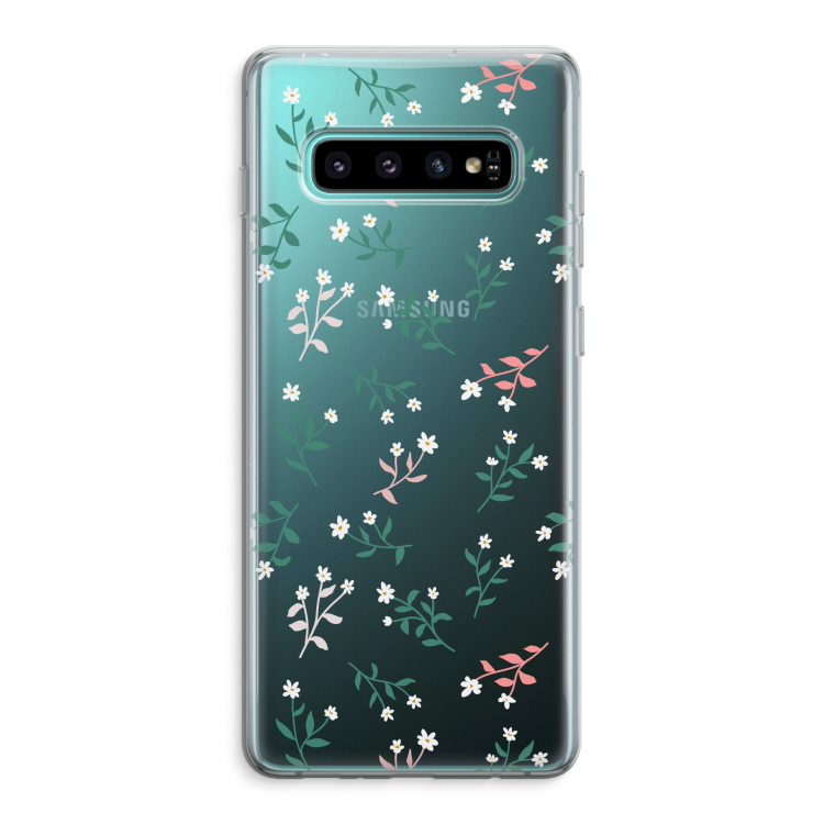 Small white flowers: Samsung Galaxy S10 Plus Transparant Hoesje