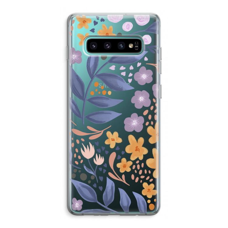 Flowers with blue leaves: Samsung Galaxy S10 Plus Transparant Hoesje