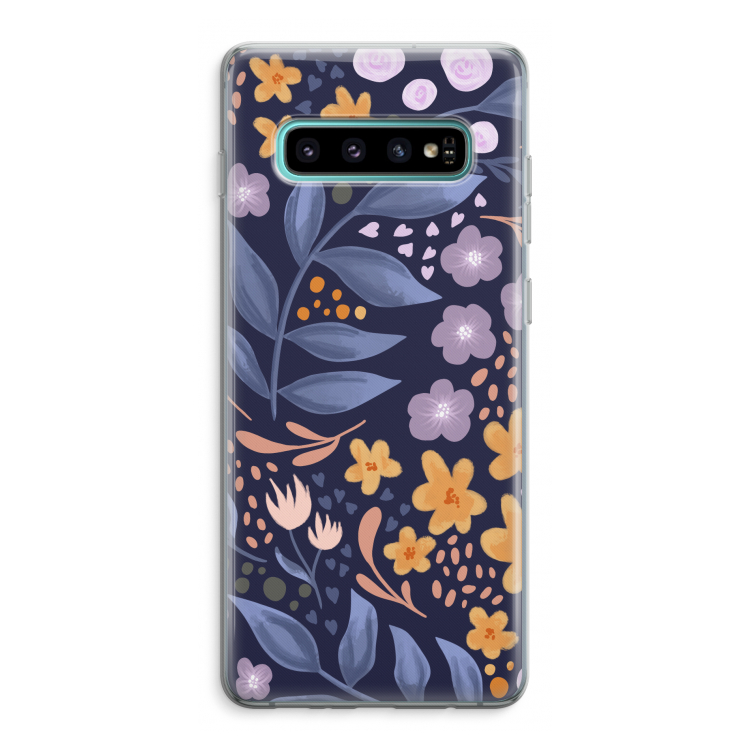 Flowers with blue leaves: Samsung Galaxy S10 Plus Transparant Hoesje