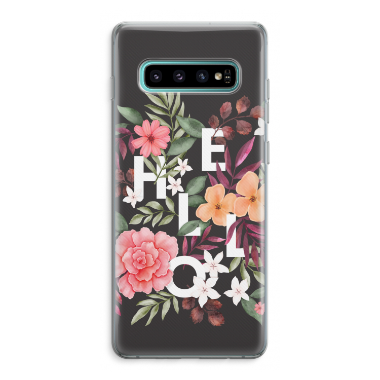 Hello in flowers: Samsung Galaxy S10 Plus Transparant Hoesje