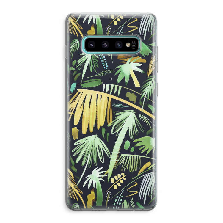 Tropical Palms Dark: Samsung Galaxy S10 Plus Transparant Hoesje