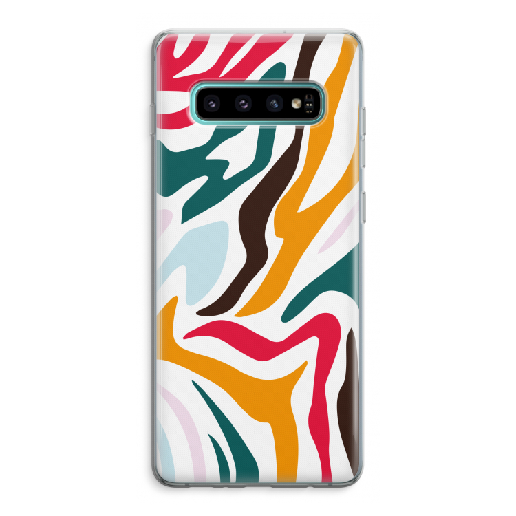 Colored Zebra: Samsung Galaxy S10 Plus Transparant Hoesje