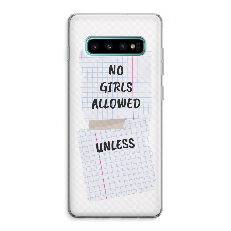 No Girls Allowed Unless: Samsung Galaxy S10 Plus Transparant Hoesje