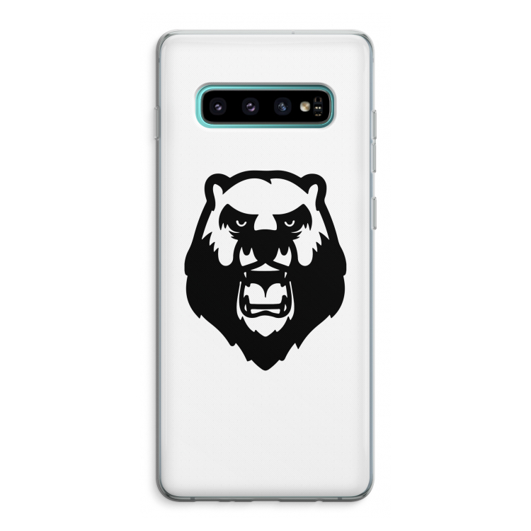 Angry Bear (white): Samsung Galaxy S10 Plus Transparant Hoesje