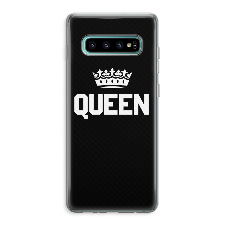 Queen zwart: Samsung Galaxy S10 Plus Transparant Hoesje