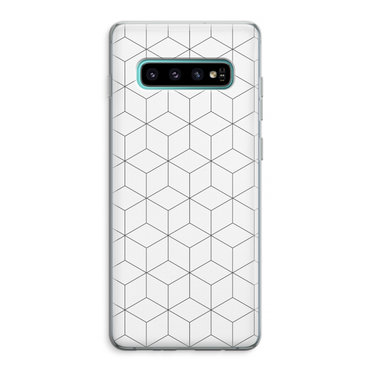 Zwart-witte kubussen: Samsung Galaxy S10 Plus Transparant Hoesje
