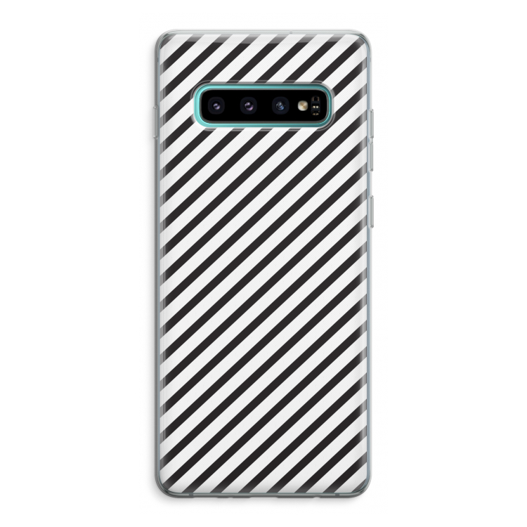 Strepen zwart-wit: Samsung Galaxy S10 Plus Transparant Hoesje