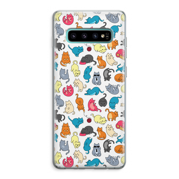 Kleurrijke katten: Samsung Galaxy S10 Plus Transparant Hoesje