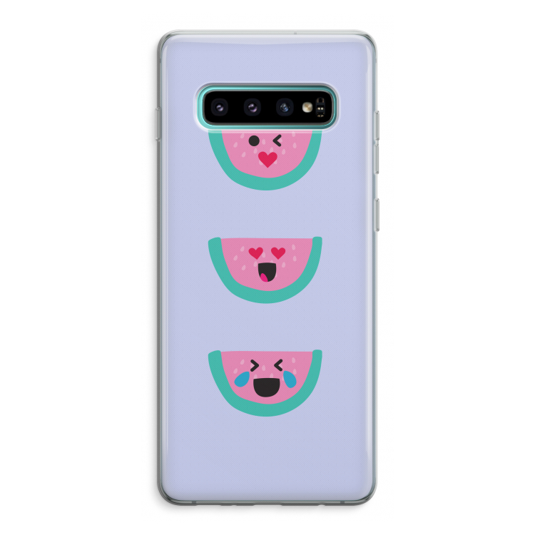 Smiley watermeloen: Samsung Galaxy S10 Plus Transparant Hoesje